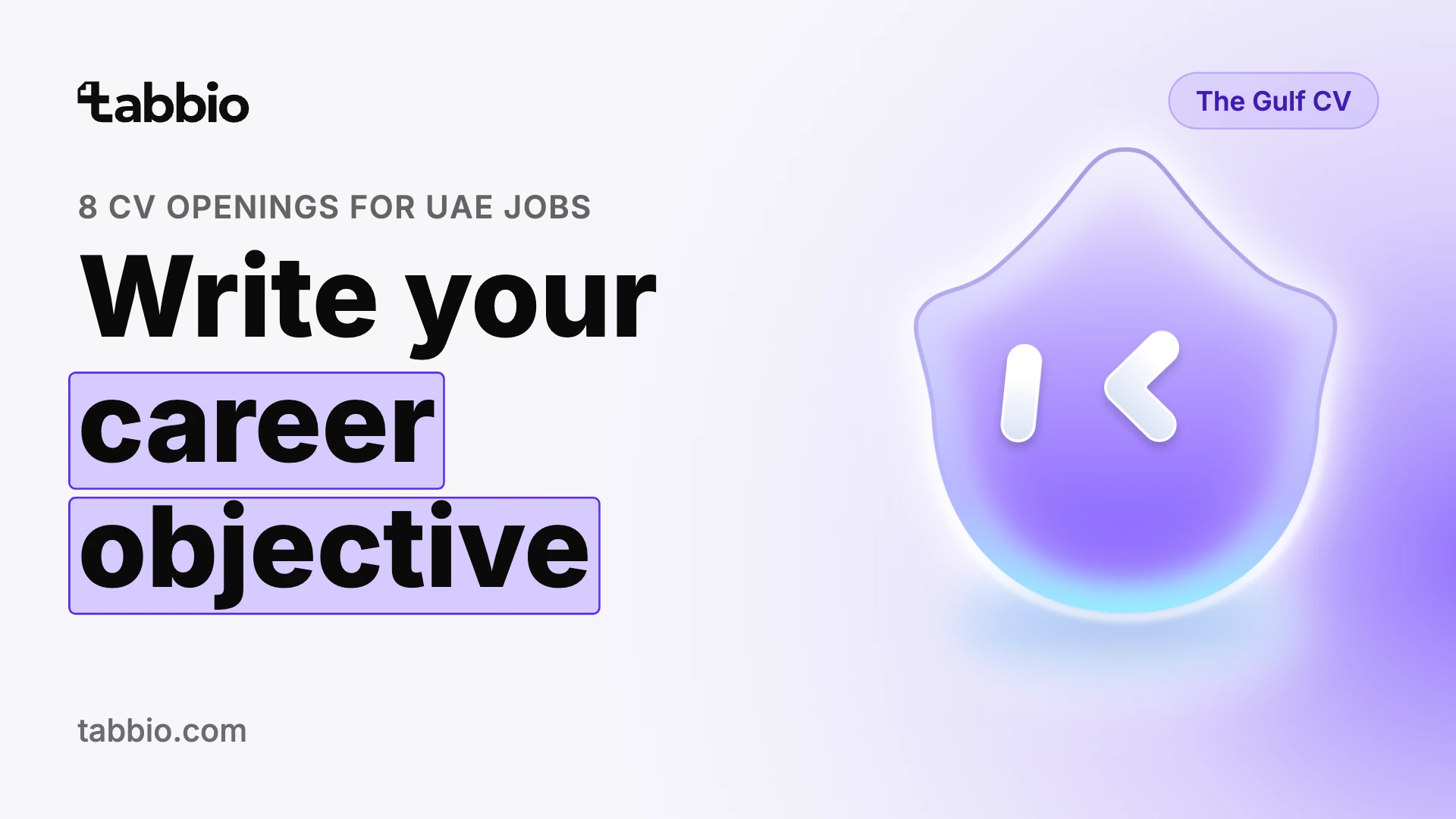 Tabbio Nova beside the headline Write your career objective, with eight CV openings for UAE jobs.